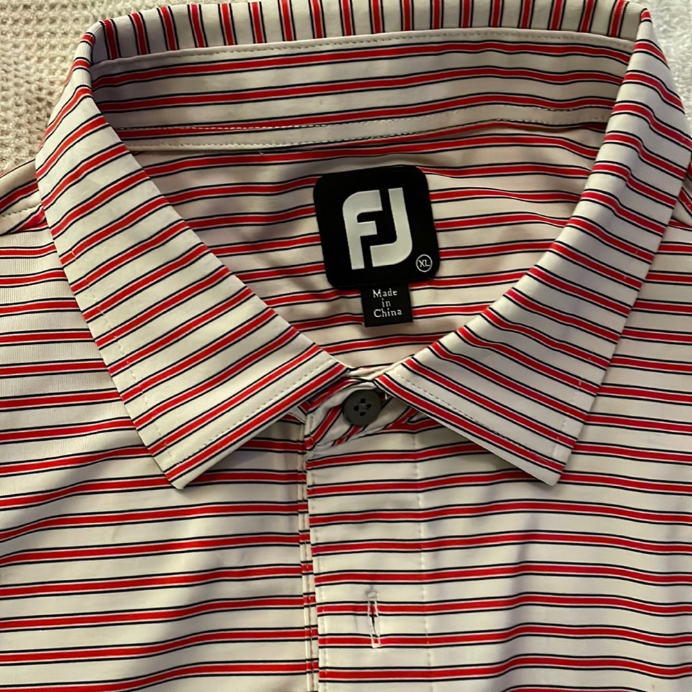 FootJoy golf shirt - red with black and white stripes